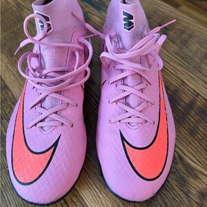 Nike Mercurial Superfly 10 Pink Indoor Soccer Shoes with Coral Swoosh